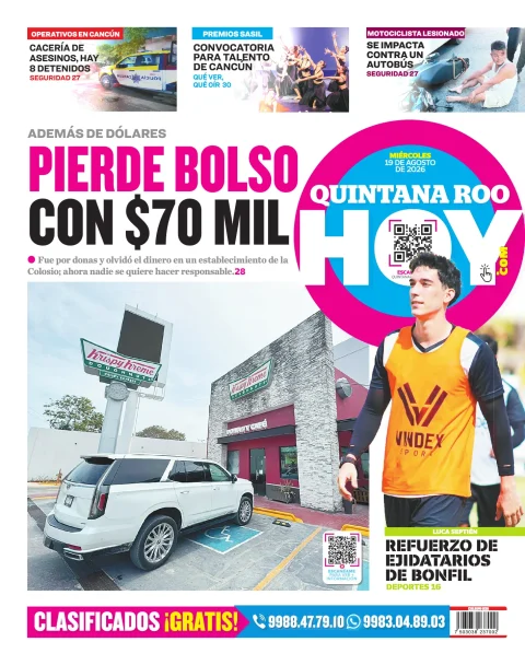 Portada de Quintana Roo Hoy (contraportada) del 2026-08-19