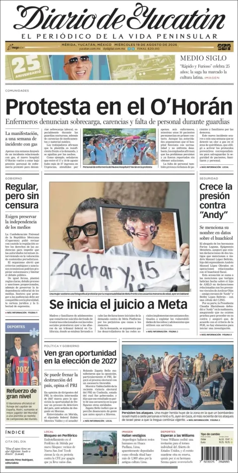 Portada de Diario de Yucatán del 2026-08-19