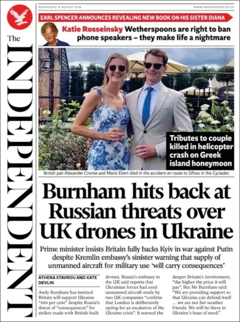 Portada de The Independent del 2026-08-19