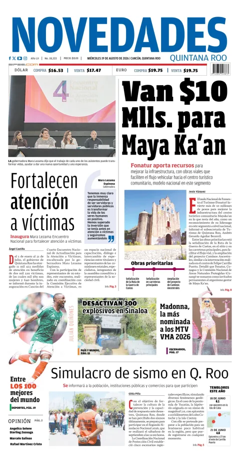 Portada de Novedades Quintana Roo