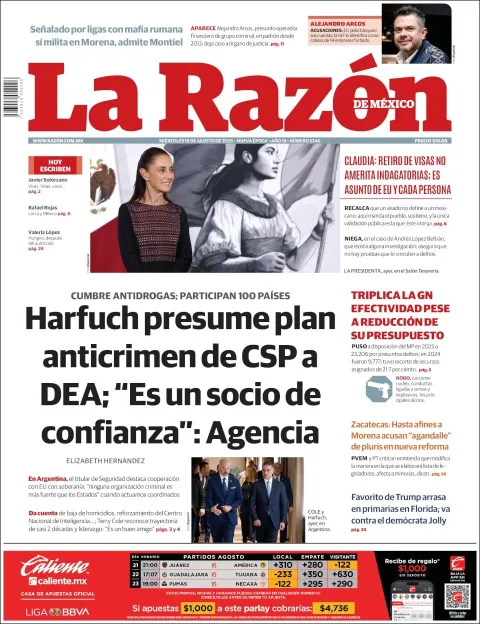 Portada de La Razon del 2026-08-19
