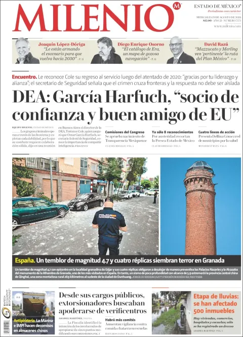 Portada de Milenio Edo de Mexico del 2026-08-19