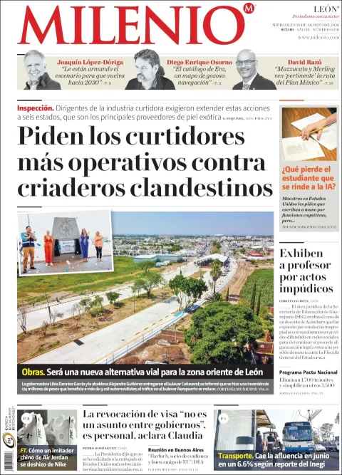 Portada de Milenio Leon del 2026-08-19