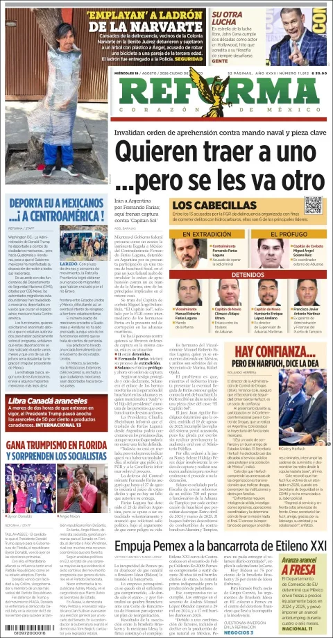 Portada de Reforma del 2026-08-19
