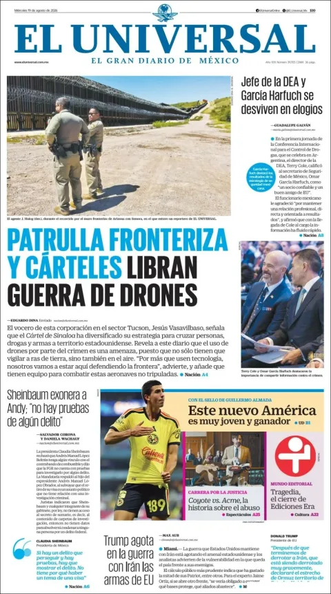 Portada de El Universal del 2026-08-19