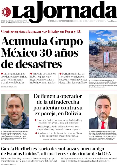 Portada de La Jornada del 2026-08-19