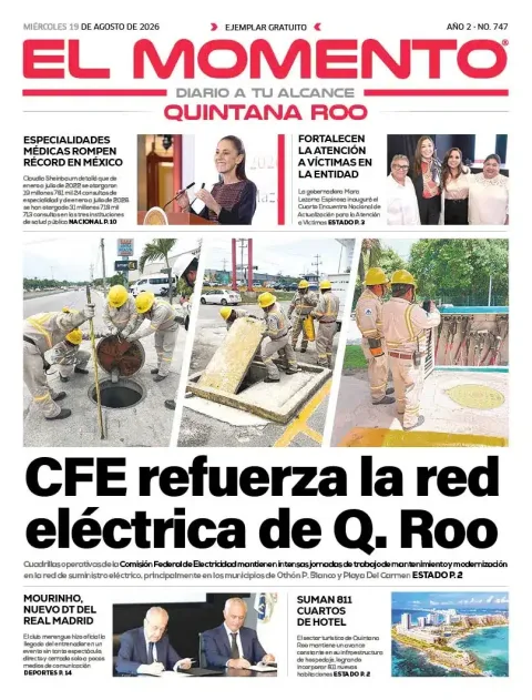 Portada de El Momento Quintana Roo del 2026-08-19