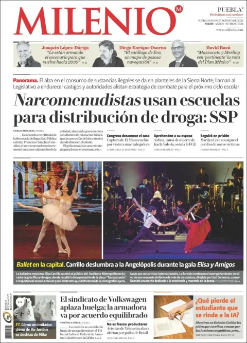 Portada de Milenio Puebla del 2026-08-19