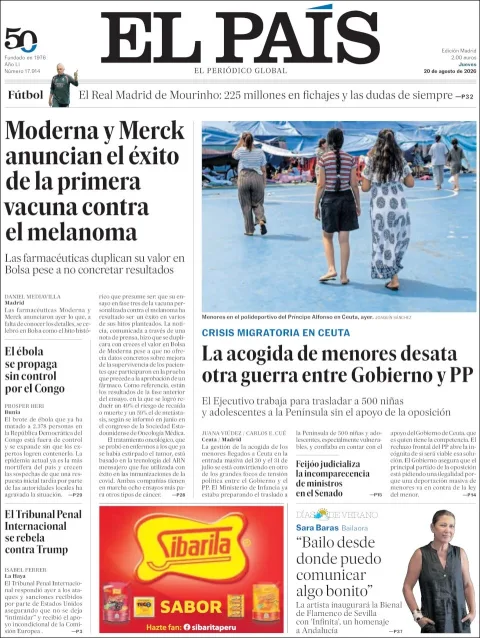Portada de El Pais del 2026-08-20