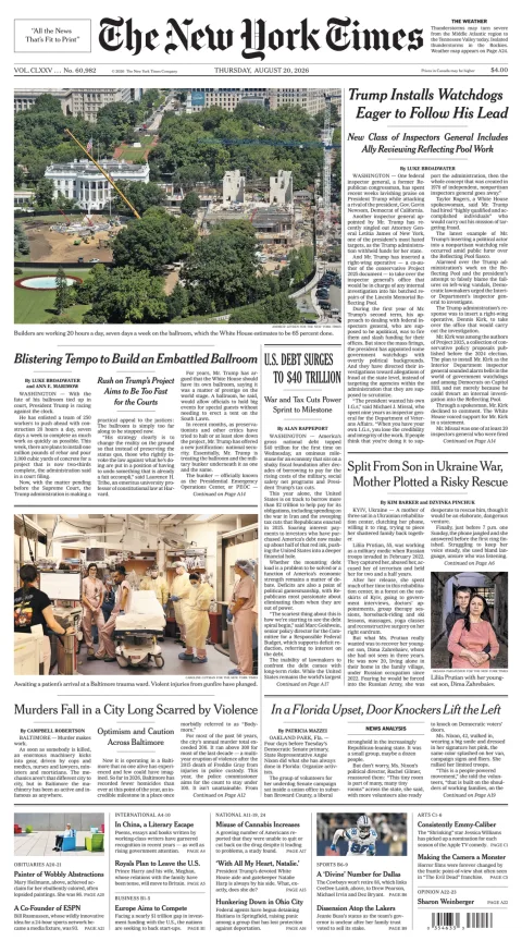 Portada de The New York Times (national)