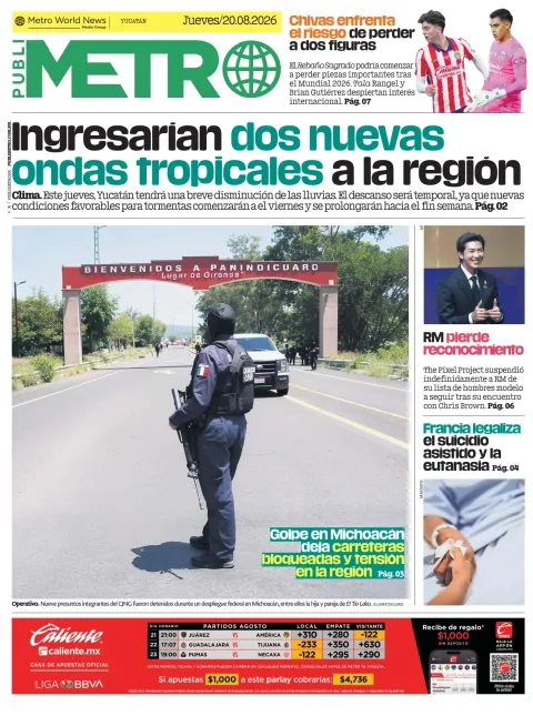 Portada de Publimetro Merida del 2026-08-20