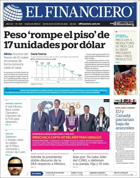 Portada de El Financiero del 2026-08-20
