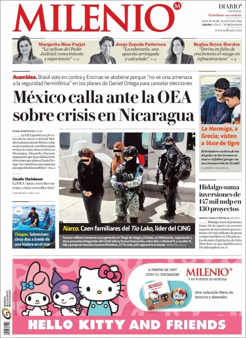 Portada de Milenio del 2026-08-20