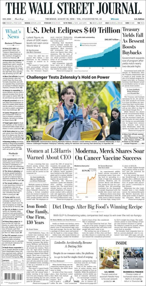 Portada de The Wall Street Journal