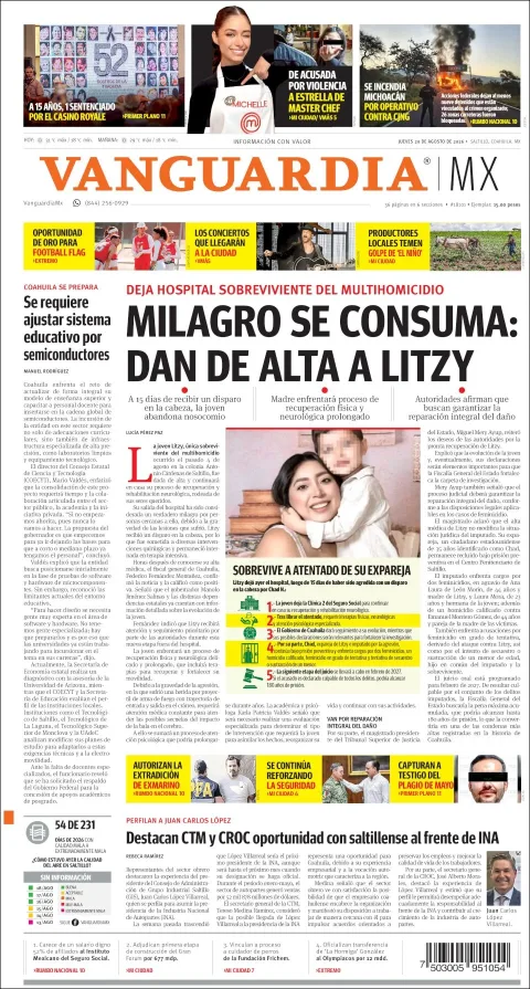 Portada de Vanguardia del 2026-08-20
