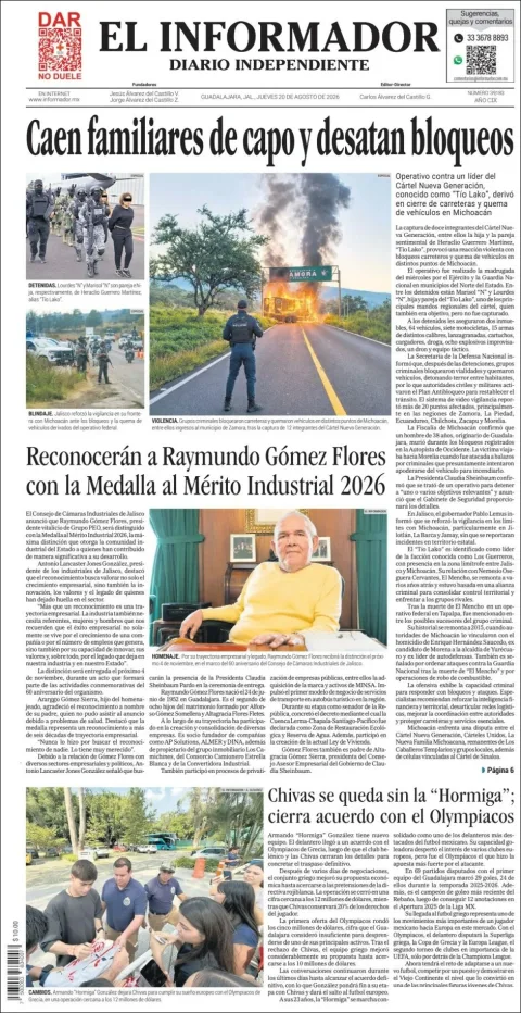 Portada de El Informador del 2026-08-20