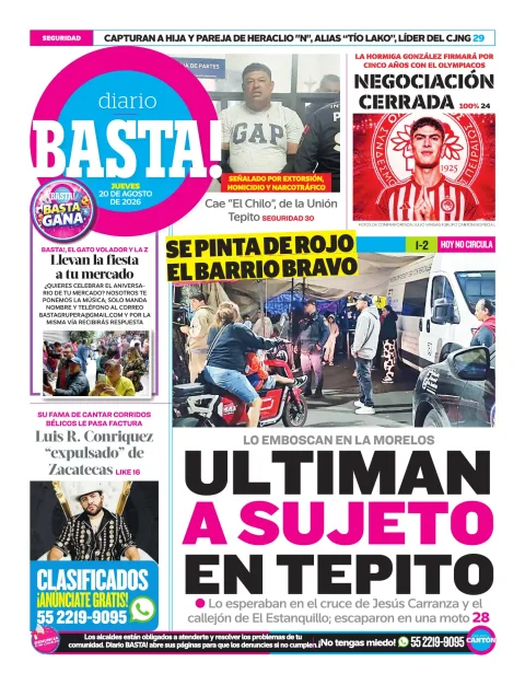 Portada de Basta! (contraportada) del 2026-08-20