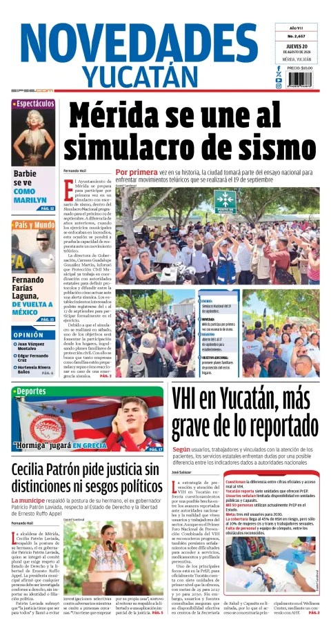 Portada de Novedades Yucatan