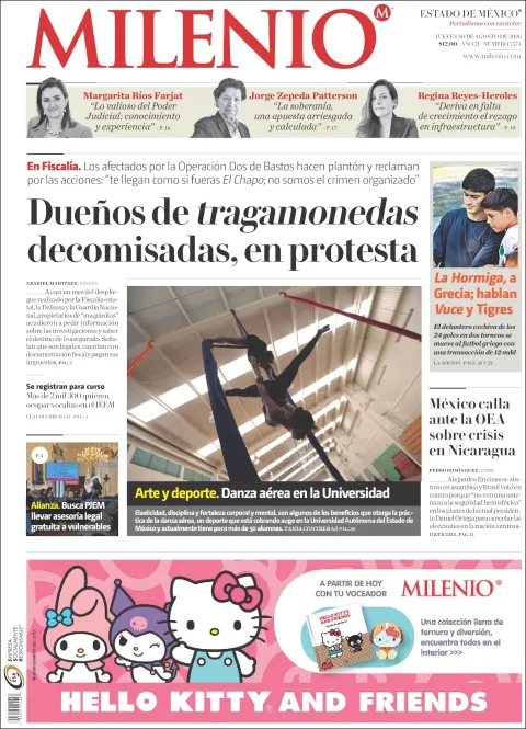 Portada de Milenio Edo de Mexico del 2026-08-20