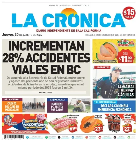 Portada de La Cronica del 2026-08-20