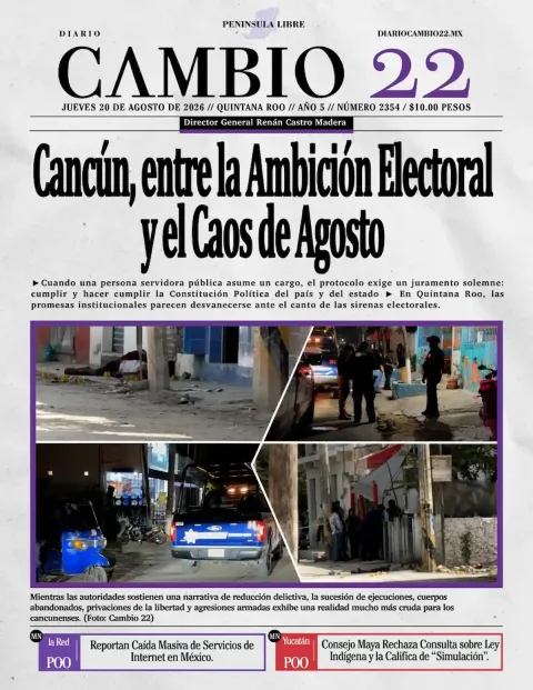 Portada de Diario Cambio 22 (contraportada) del 2026-08-20