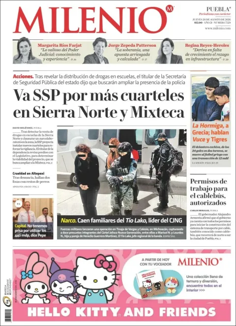 Portada de Milenio Puebla del 2026-08-20