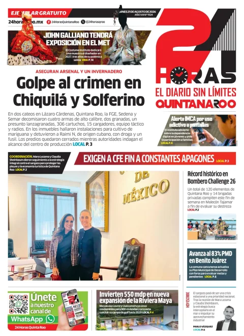 Portada de 24 Horas Quintana Roo