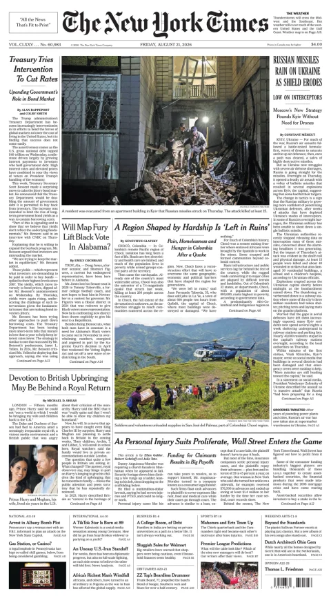 Portada de The New York Times (national)
