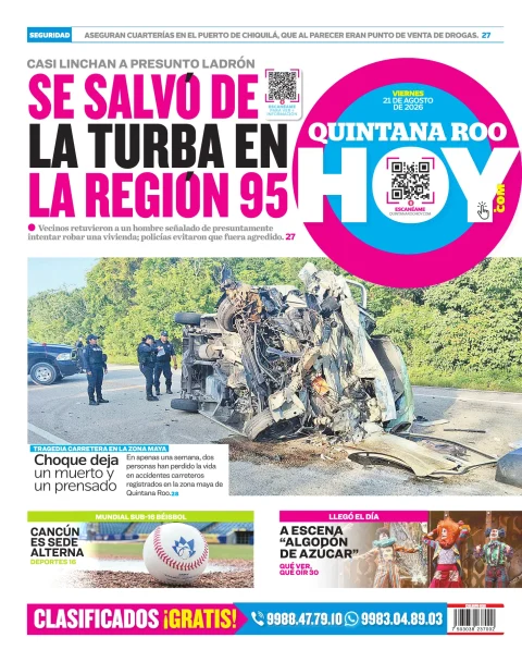 Portada de Quintana Roo Hoy (contraportada)