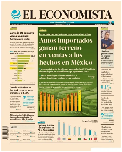 Portada de El Economista del 2026-08-21