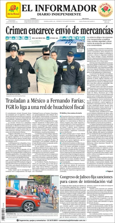 Portada de El Informador del 2026-08-21