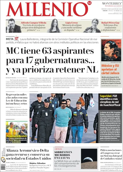 Portada de Milenio del 2026-08-21