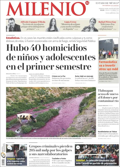 Portada de Milenio Edo de Mexico del 2026-08-21