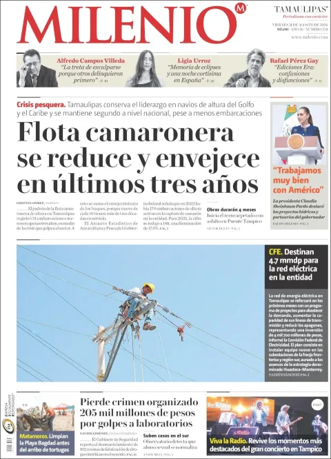 Portada de Milenio Tamaulipas del 2026-08-21