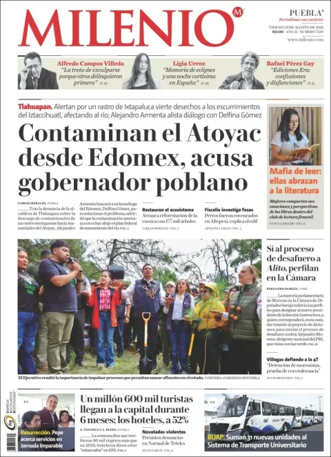 Portada de Milenio Puebla del 2026-08-21