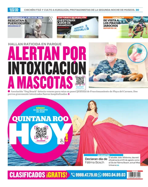 Portada de Quintana Roo Hoy (contraportada)