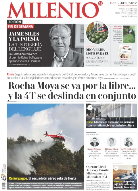 Portada de Milenio Edo de Mexico del sábado, 22 de agosto de 2026