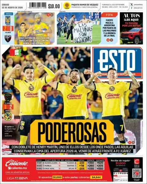 Portada de Esto del sábado, 22 de agosto de 2026
