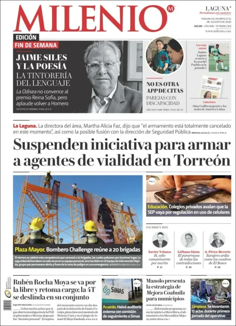 Portada de Milenio Laguna del 2026-08-22