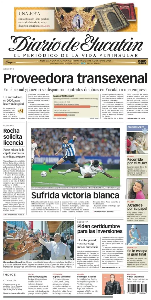 Portada de Diario de Yucatán