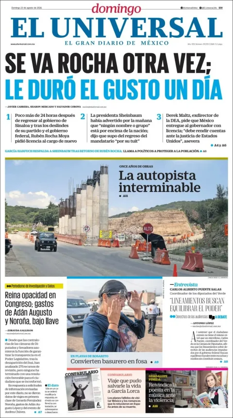 Portada de El Universal