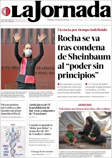 Portada de La Jornada