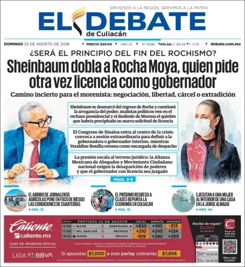 Portada de El Debate de Culiacan