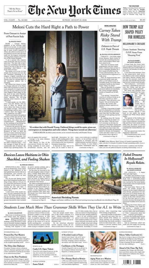 Portada de The New York Times (new York)