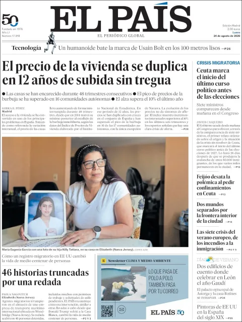 Portada de El Pais del 2026-08-24