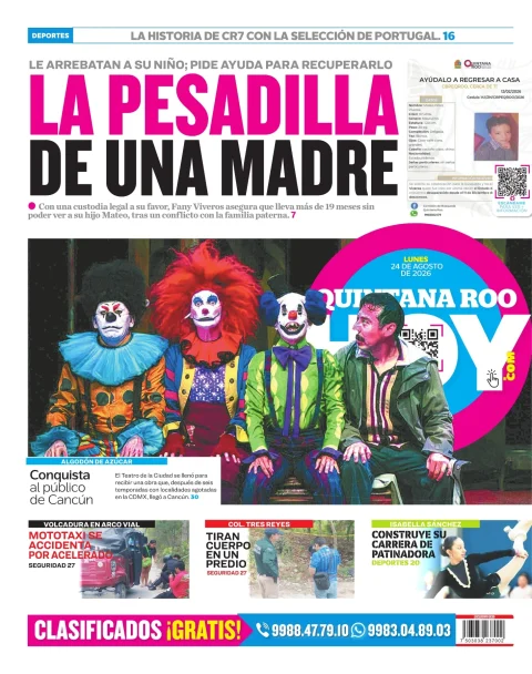Portada de Quintana Roo Hoy (contraportada) del 2026-08-24