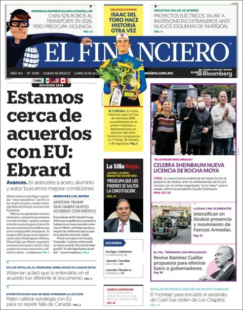 Portada de El Financiero del 2026-08-24