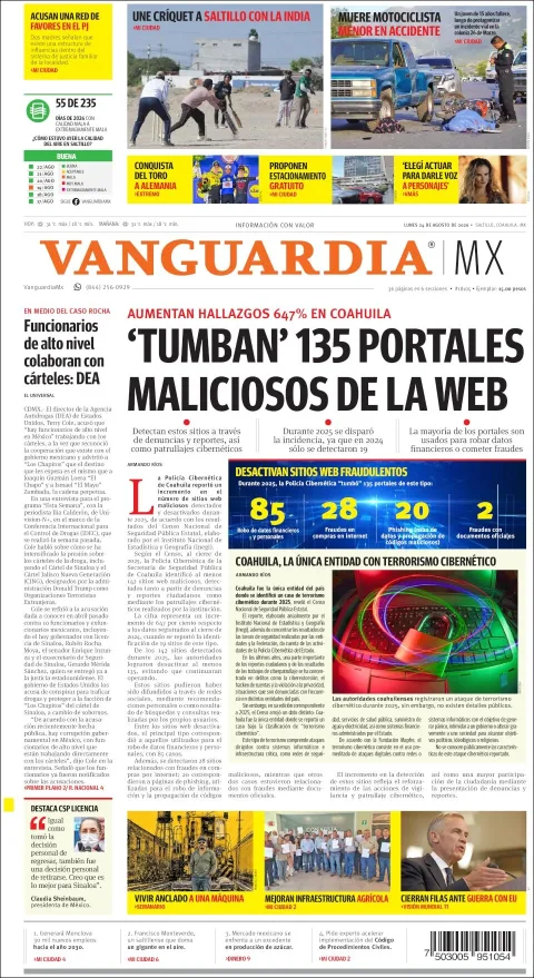 Portada de Vanguardia del 2026-08-24