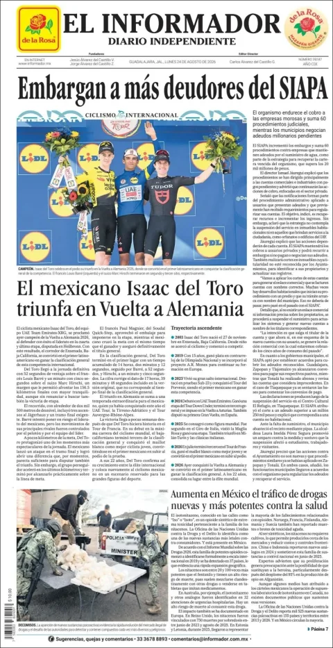 Portada de El Informador del 2026-08-24