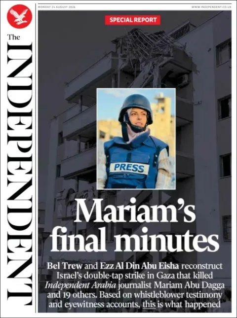 Portada de The Independent del 2026-08-24